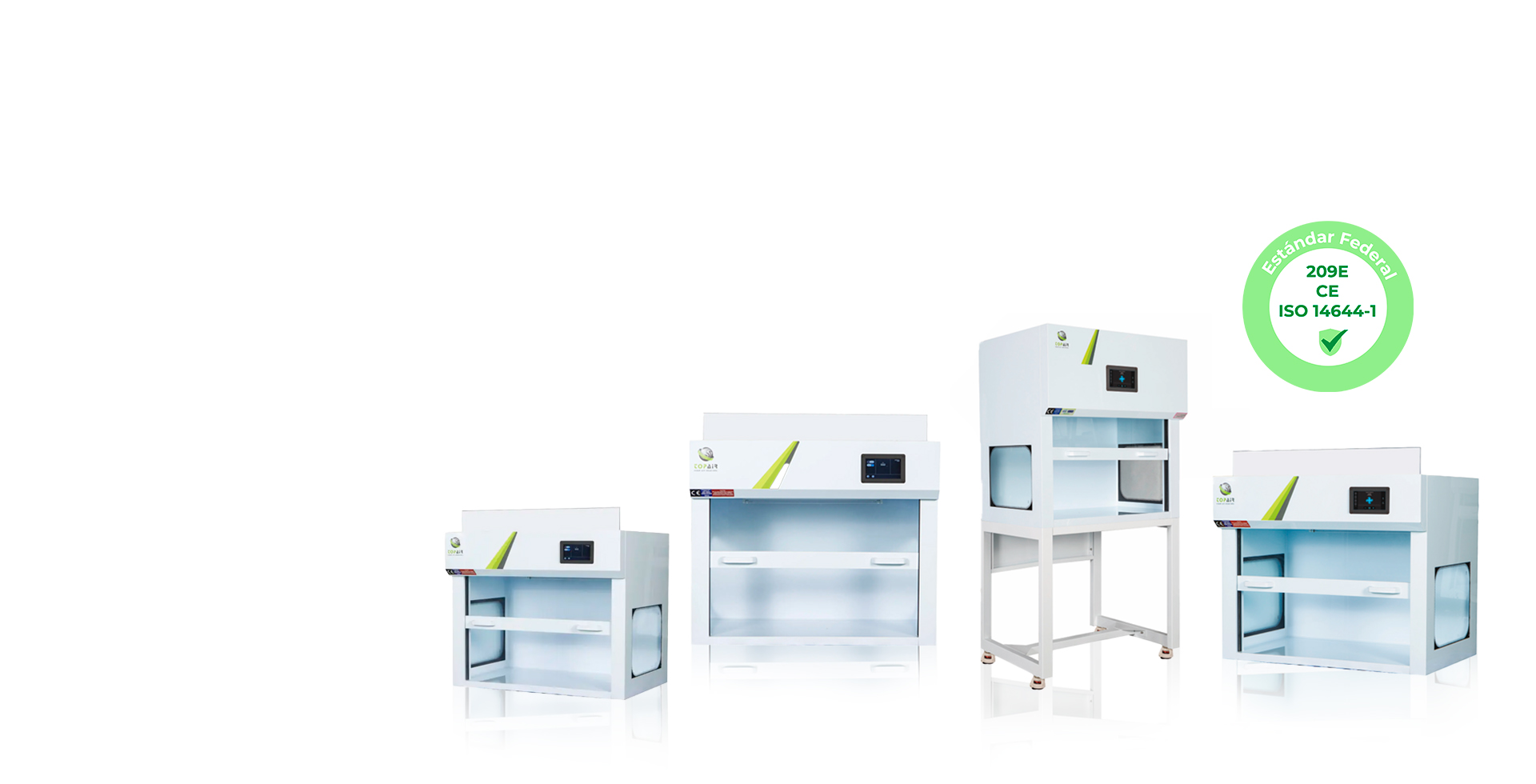 La cabina de PCR cumple con el Estándar Federal 209E / CE / ISO 1- 144641.